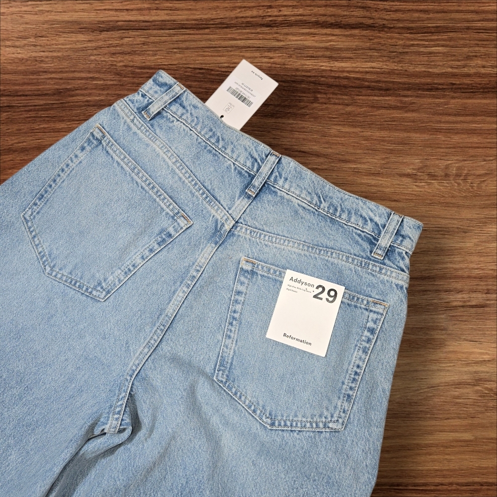 Reformation Addyson Light Blue Ultra Wide Leg Flare Jeans NWT - Picture 6 of 8